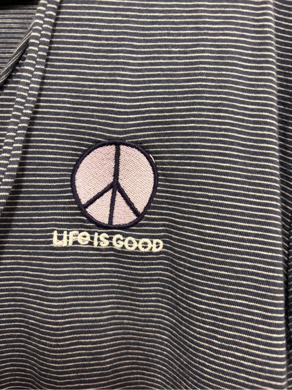 Life Is Good Women's Gray Hooded Long-Sleeve Top with Lavender Peace Logo - Picture 5 of 5